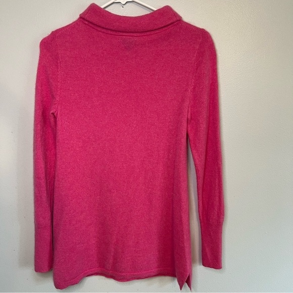 Talbots Women's Mock Neck 100% Cashmere Sweater Long Pink Sz XS Barbie - Picture 7 of 7